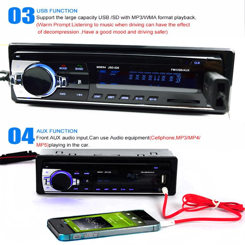 Автомагнитола 12 В Bluetooth V2.0 SD USB MP3 MMC WMA 1 Din FM Aux вход | Автомобили и мотоциклы