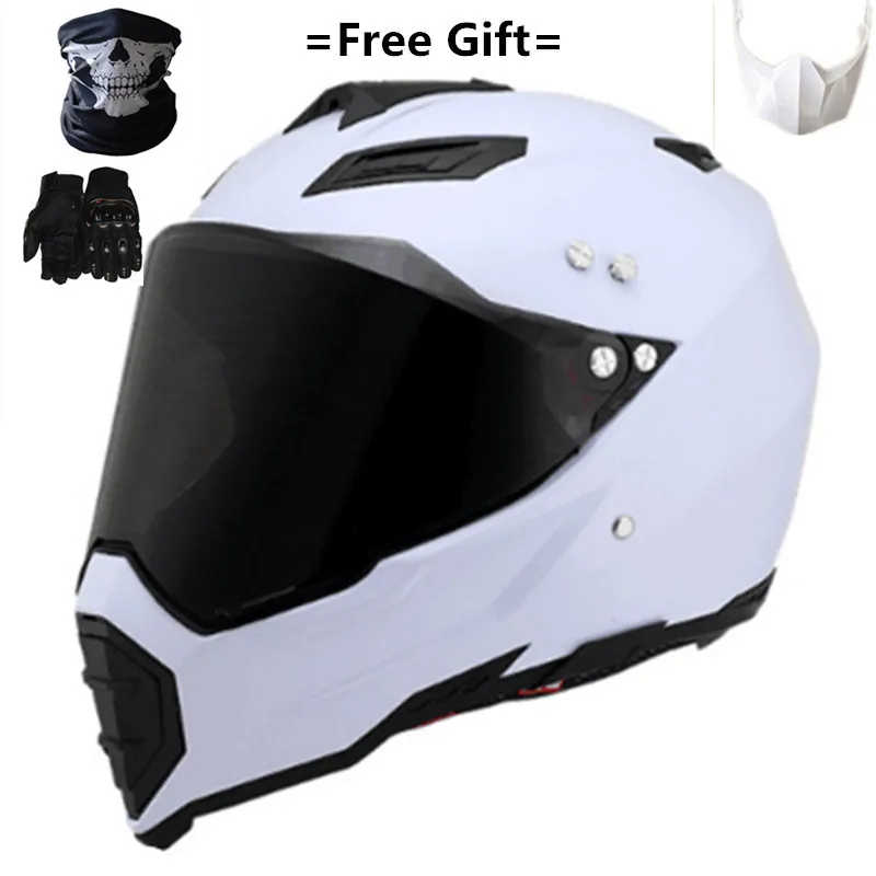Mate черный двойной спортивный бездорожье мото rcycle шлем Dirt Bike ATV D.O.T Сертифицированный(M, синий) Полное Лицо casco для moto Sport - Цвет: white