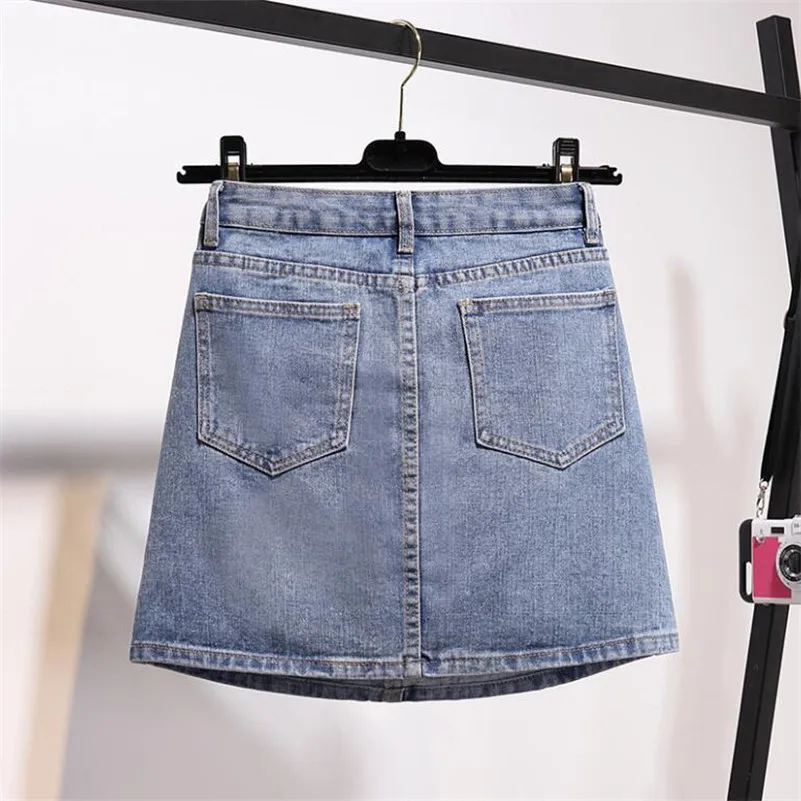 Женская джинсовая юбка повседневная короткая мини-юбка трапециевидной формы с