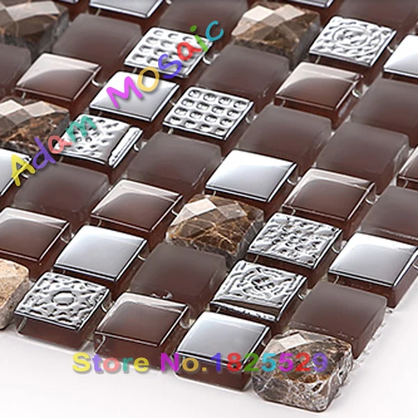 Стеклянная плитка коричневый мозаика стеновых панелей природного камня