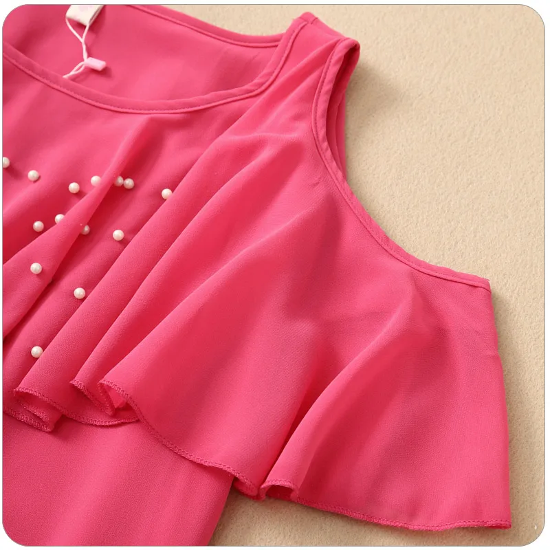 Новая летняя женская сексуальная Элегантная блузка с бусинами и жемчугом