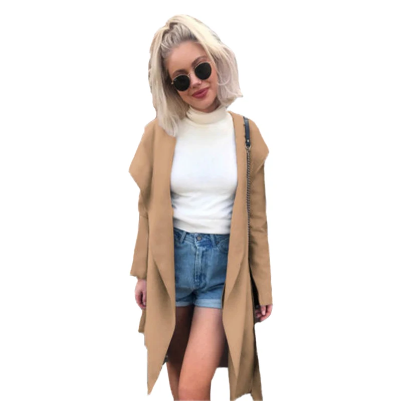 Женский Повседневный Кардиган с поясом свободная ветровка капюшоном весна 2019 |