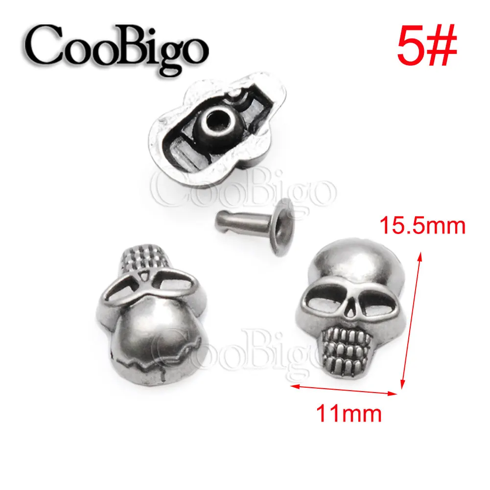 Style 5 20 компл. Оловянный череп заклепки Шипы Панк-рок животные ошейник браслет одежда ткань мешок для обуви DIY Кожа ремесло части Аксессуары - Цвет: Style 5