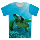Детская футболка Joyonly с принтом глубоководного цвета, с коротким рукавом, лето 2019, для мальчиков и девочек, с галактикой, большая черепаха, крутые топы, футболки