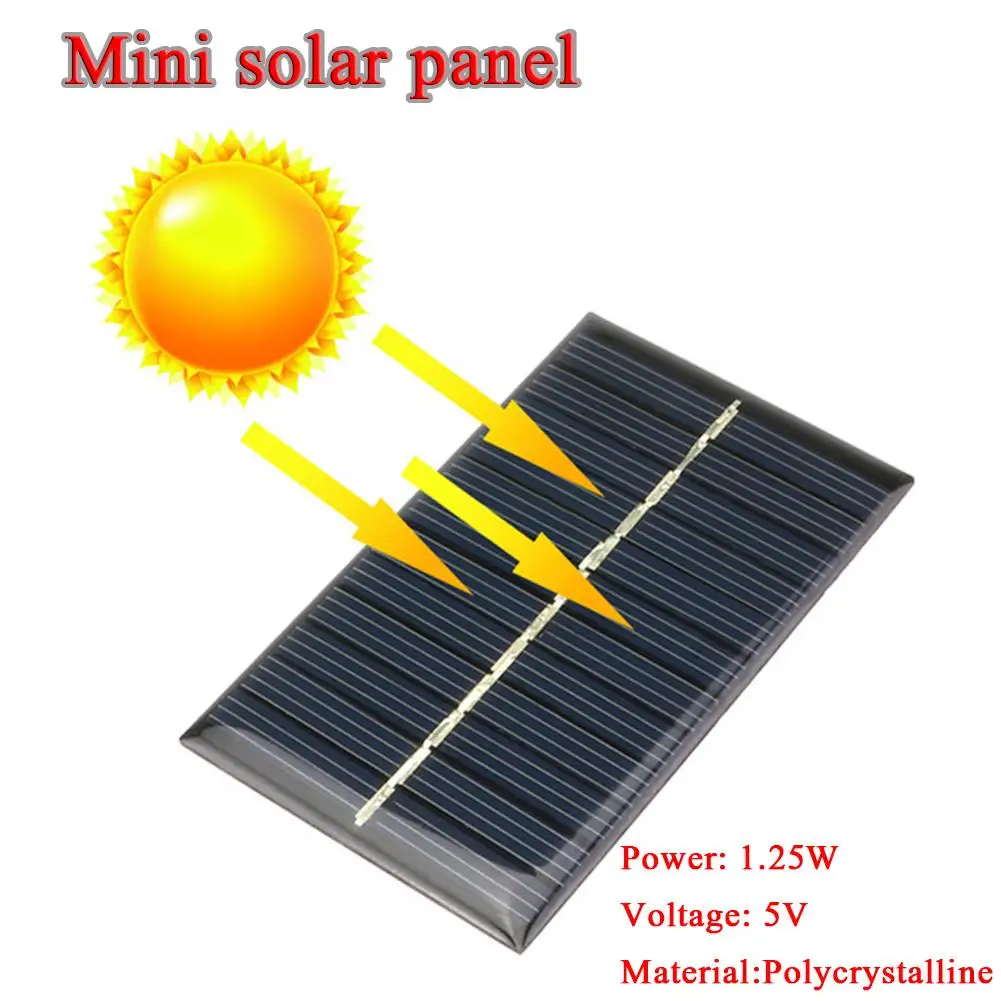 Панели солнечные 5V 1 25 W 110x69 м поликристаллического кремния DIY Батарея заряда