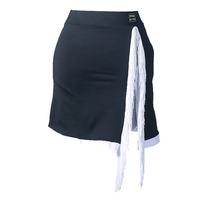 Black skirt Женская юбка для латинских танцев на продажу, белая/леопардовая ча/Румба/Самба/платья для танго для занятий танцами/перформамnce танцевальная одежда - Цвет: Black skirt