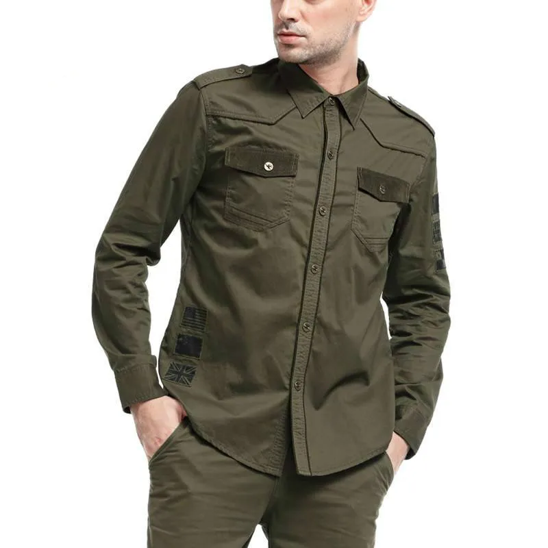 Повседневные тактические рубашки камуфляжная Осенняя мужская хлопковая рубашка