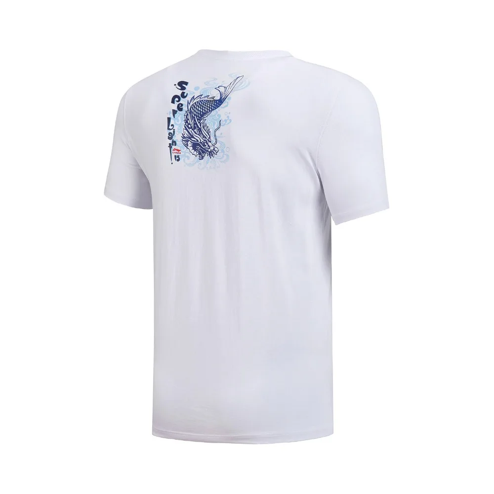 Мужская Спортивная Футболка Li Ning дышащая футболка из 100% хлопка с принтом на