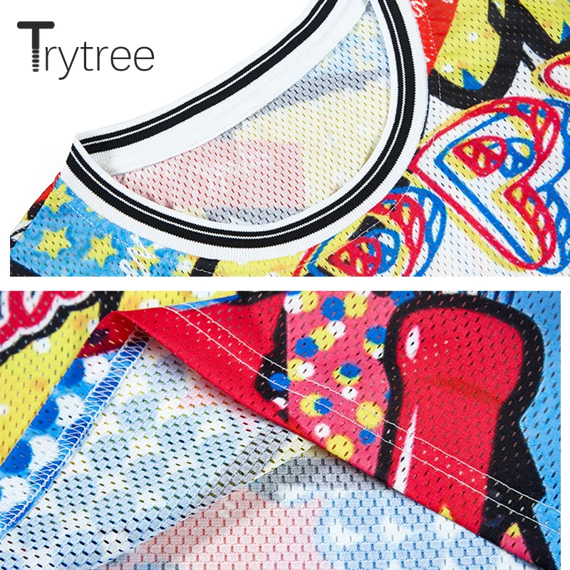 Trytree летняя повседневная женская футболка забавная разноцветная с принтом и