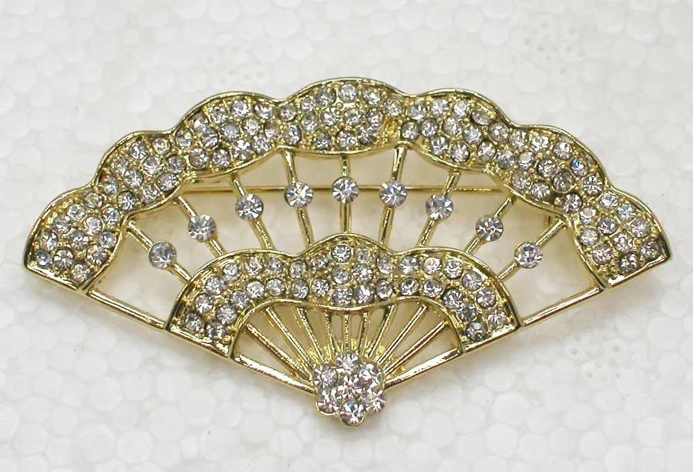

Fan Brooch Clear Rhinestone Pin brooches C813 A2