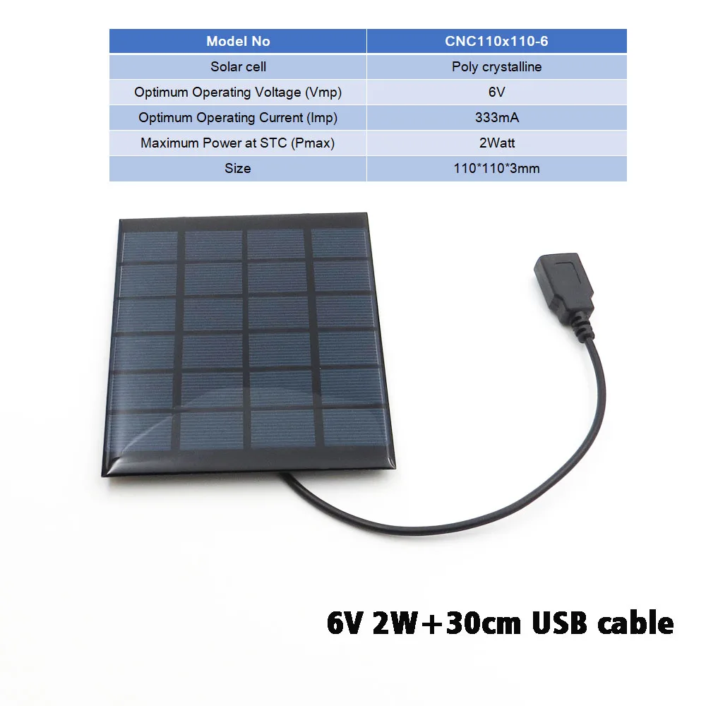 2, 3, 3,5, 4,5, 5, 6, 10 Вт, солнечное зарядное устройство, Bluetooth, динамик, Powerbank, цифровая камера, 5 В, USB выход, солнечная панель, 6 в