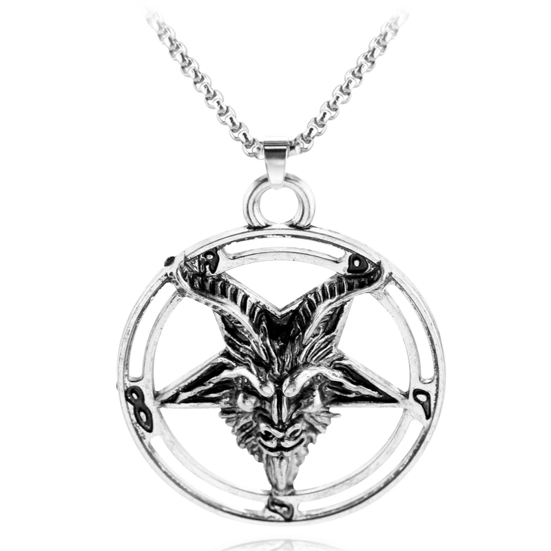 Винтажное ожерелье с изображением перевернутой пентаграммы козьего пуха черепа