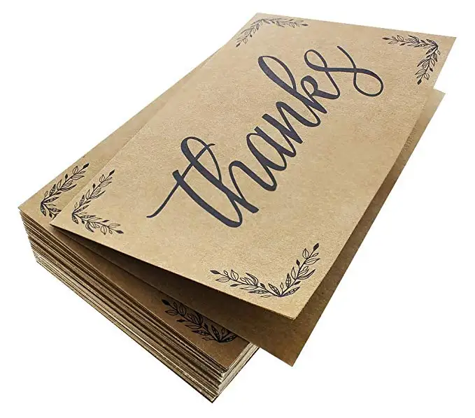 3 Pack коричневая крафт бумага спасибо поздравительные открытки для украшение