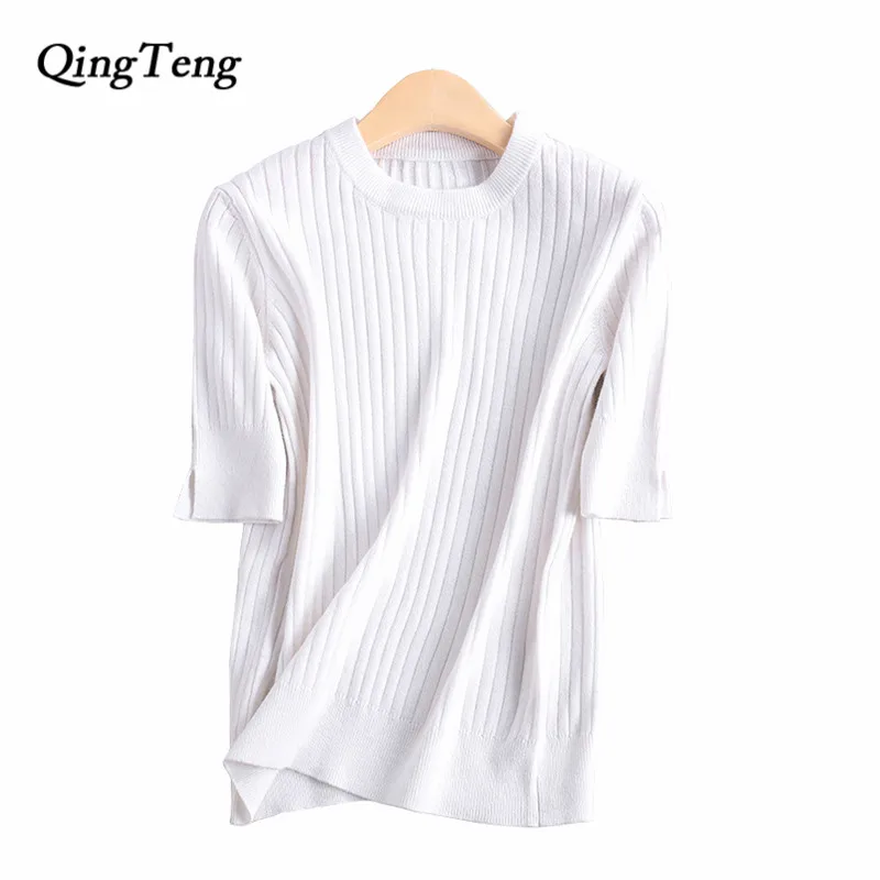 Новинка 2018 года для женщин свитеры и пуловеры кашемир короткий рукав Трикотажные