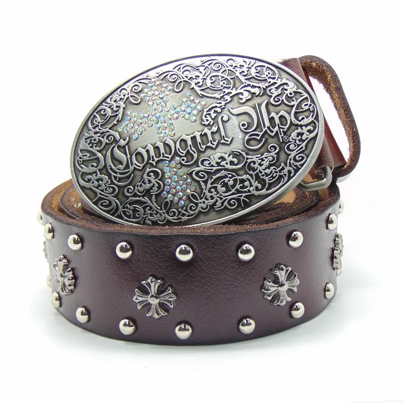 Ремень Western Cowgirl женский из натуральной кожи широкий коричневый пояс с овальной