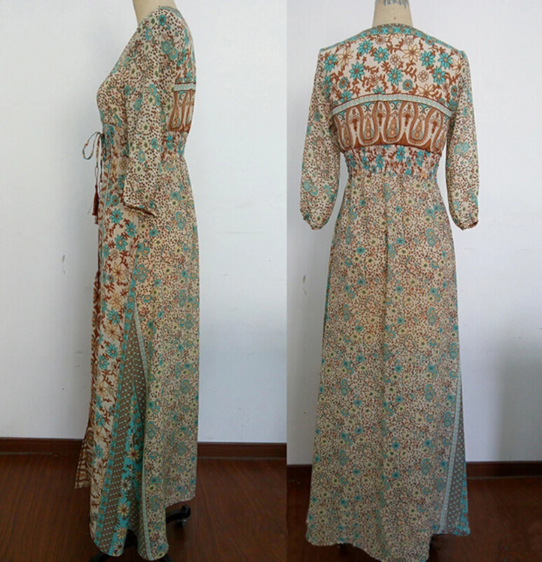 Летнее шифоновое платье с треугольным вырезом женское пляжное длинное цветочным