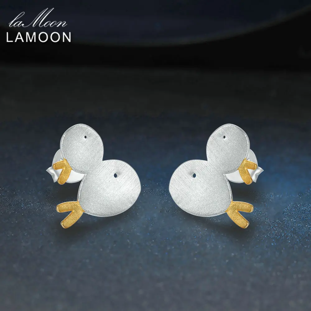 LAMOON 2 Little Fish Design Earrings for Women Cute Pure 925 Sterling Silver Fine Jewelry Accessories Party Bijoux EY028 | Украшения и
