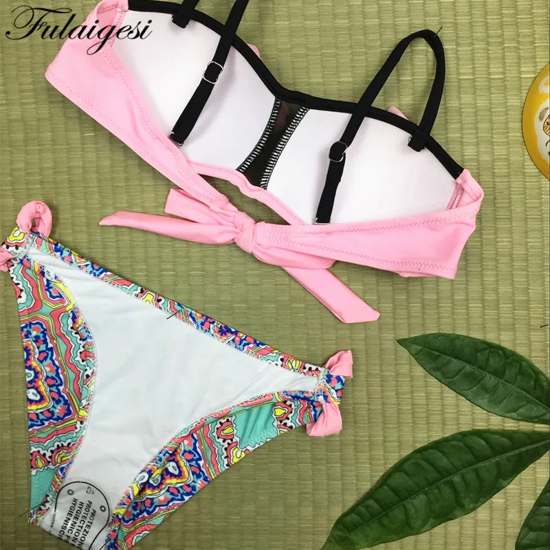 Fulaigesi Frill Bikini swimsuit women sexy flower print swimwear bathing suit woman swimming for swim pool low waist beach | Женская