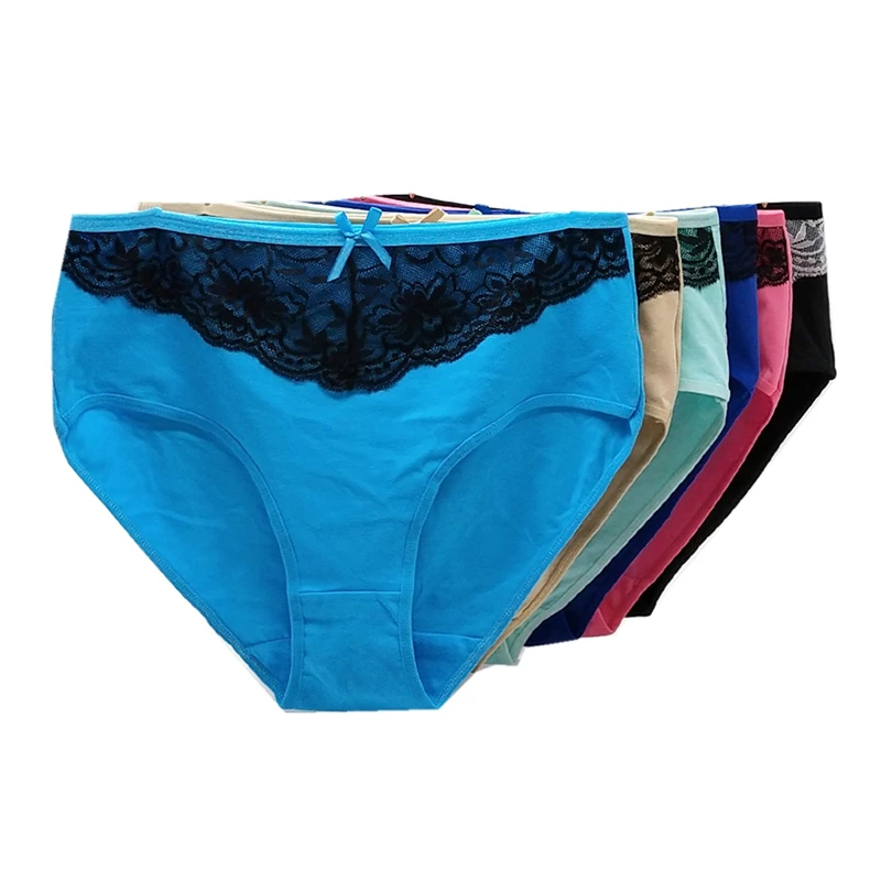 6 шт. женские трусики большого размера кружевные трусы со средней посадкой
