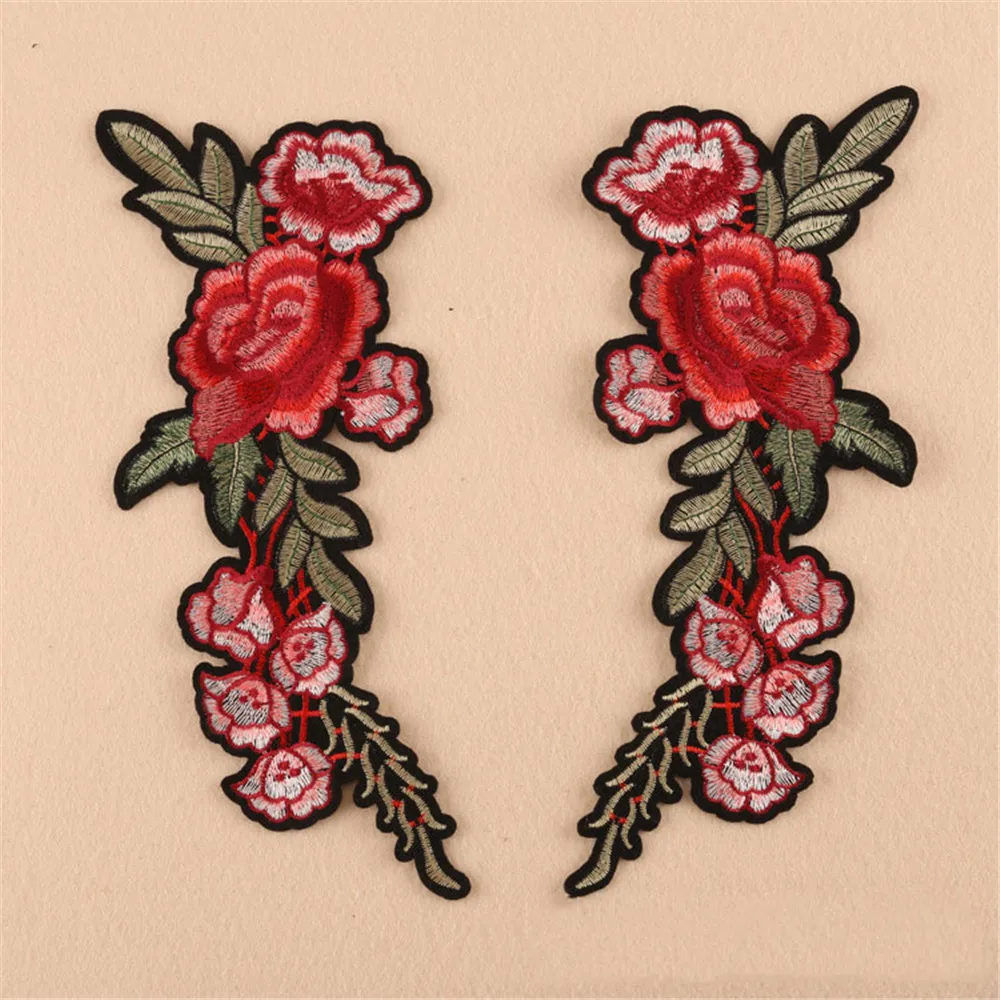 Красная роза цветы вышивка нашивки наклейка для одежды Свадебный декор платье