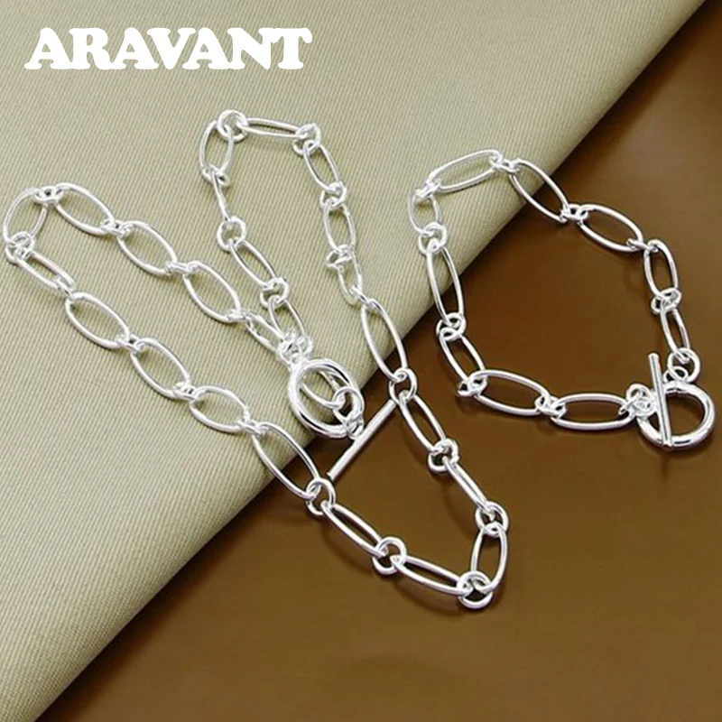 

925 Silver Jewelry Set Necklace Bracelet Set For Women Party Jewelry Gift