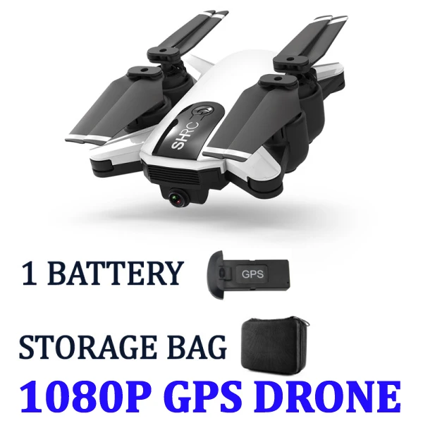 1080P WHITE 1 BATTER Дрон, gps, складное положение, 500 метров, расстояние, набор, Fly 1080P камера, HD FPV, Профессиональный gps Rc Квадрокоптер с камерой - Цвет: 1080P WHITE 1 BATTER