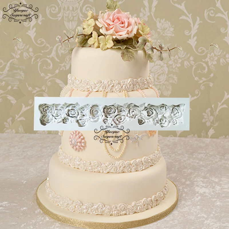 Силиконовая форма Yueyue Sugarcraft Border Роза для украшения торта инструменты шоколадной