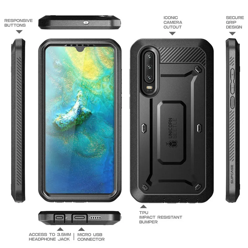 supcase for huawei p30 case 6 1 inch 2019 ub pro heavy duty full body rugged cover with built in screen protector holster free global shipping