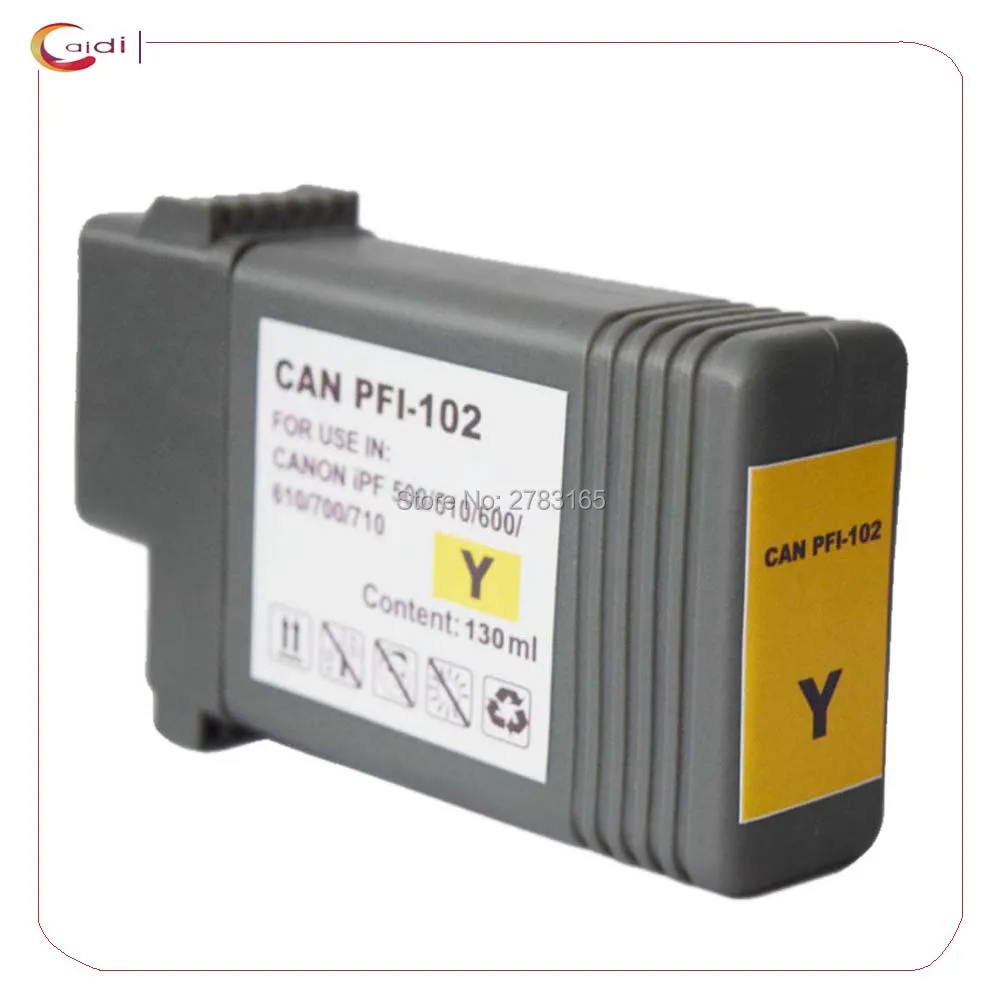 Желтый совместимый чернильный картридж PFI 102 для Canon IPF 700/710/720/765/760/650/655/750/755/600/610/605/500/510 струйный принтер