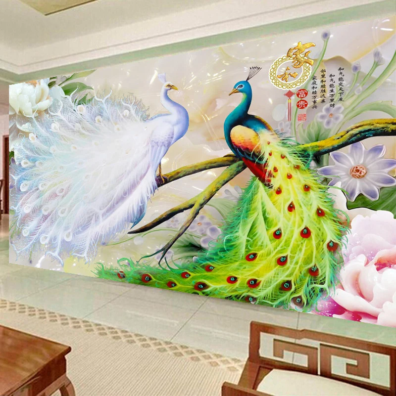 DIY Diamond Embroidery Round Flowers rich peony peacock Full rhinestone 5D painting cross stitch needlework | Дом и сад