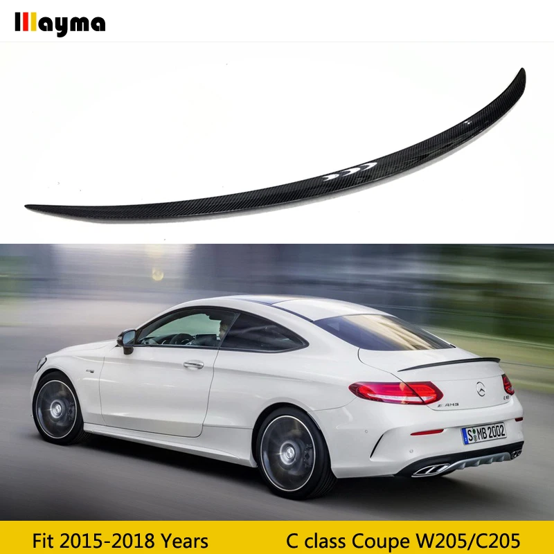 C63 Стиль углеродное волокно задний багажник спойлер для Benz C class C180 C250 W205 2 купе- год C205 автомобиль спойлер заднего крыла
