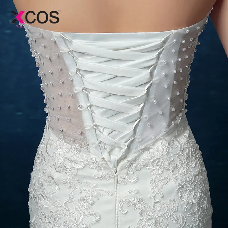 XCOS Vestido De Noiva Princesa дешевое сексуальное свадебное платье русалки кружево как на