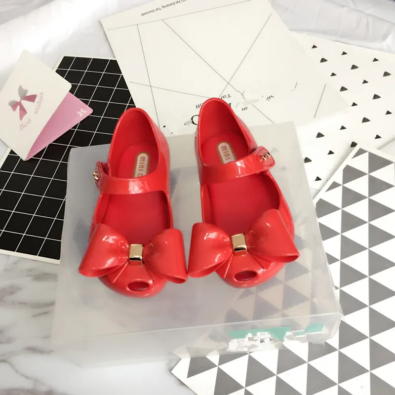Mini Melissa/2019 г. Новые летние пластиковые сандалии для девочек с бантом Детские желе