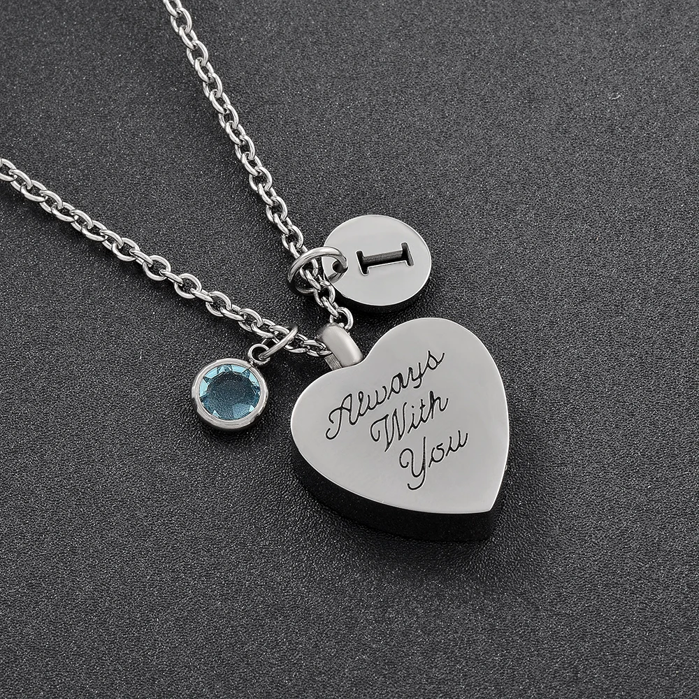 Etching Always With you Forever Heart memorial locket pendant ashes Jewelry Stainless Steel Cremation Urn Necklace For Women | Украшения и