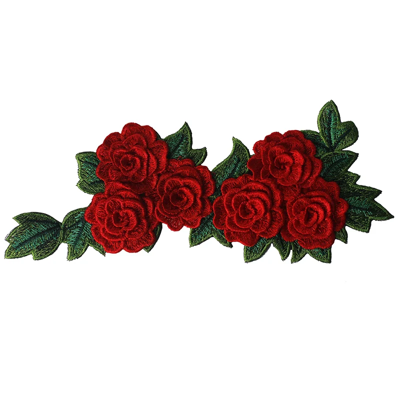

10pieces 3D Red Green Lace Embroidery Applique Cord Fabric Patches Sew On Clothes Decorated Garment Accessories T2441