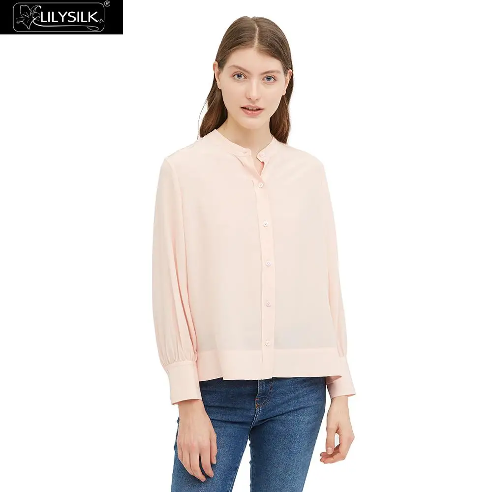 Шелковая рубашка LilySilk блузка с круглым вырезом шикарная Женская распродажа