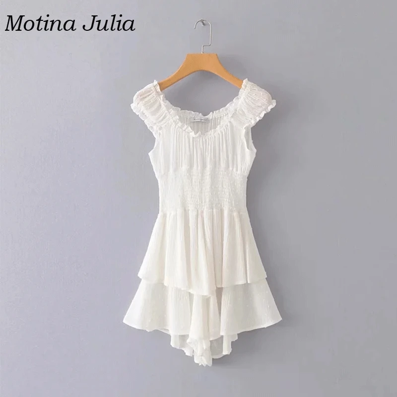Motina Julia 2019 летний жаккардовый комбинезон женский короткое платье в богемном