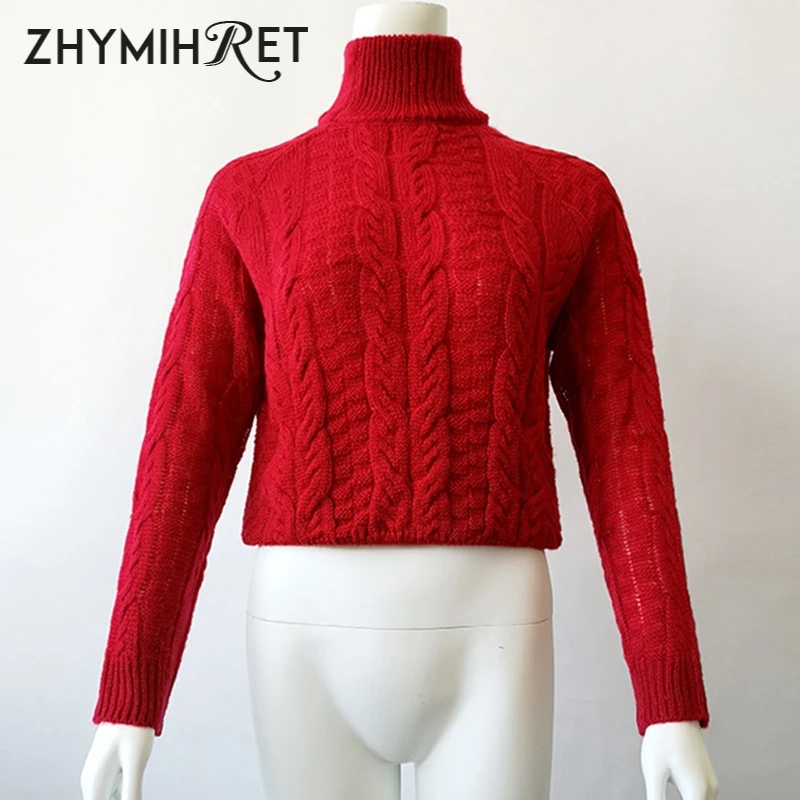 Женский свитер с высоким воротом ZHYMIHRET свободный длинным рукавом 2019 | Женская
