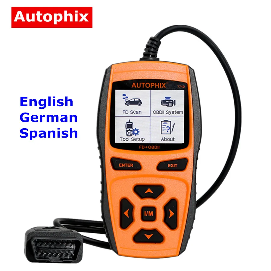 English-German-Span AUTOPHIX 7710 профессиональный диагностический сканер obd-ii для Ford поддерживающий многоязычный - Цвет: English-German-Span