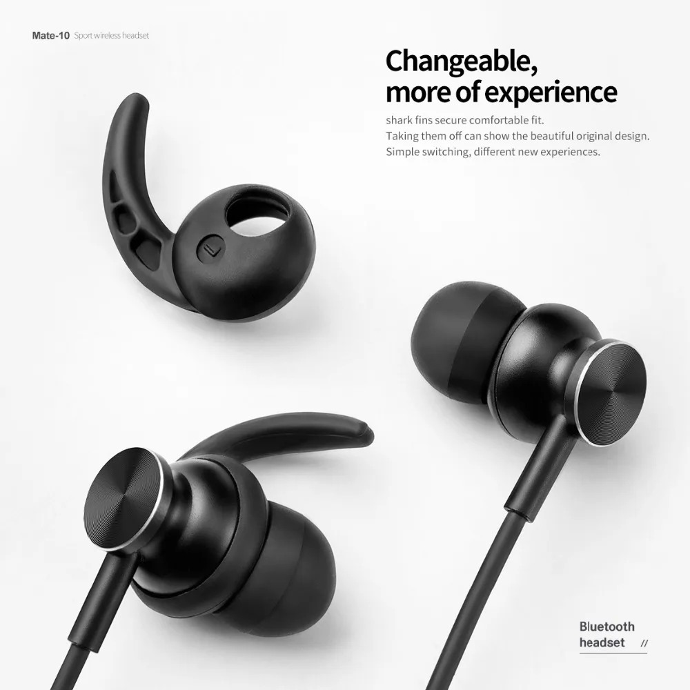 FineBlue mate 10 Магнитная Беспроводная bluetooth-гарнитура с шейным ремешком, спортивные наушники, стерео бас наушники с микрофоном и FX-2