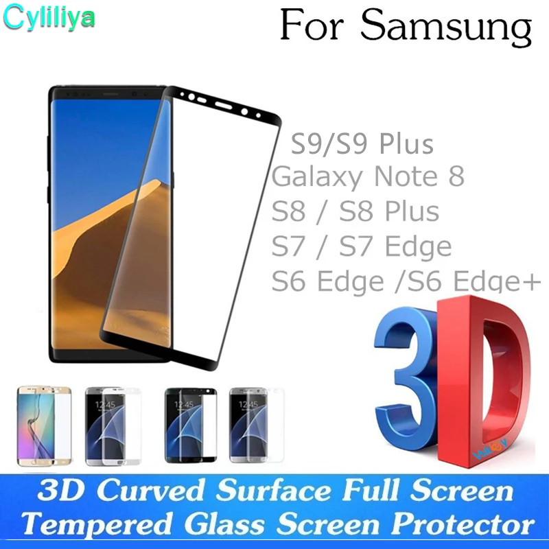100 шт. 9H 3d изогнутая сторона полное покрытие закаленное стекло для Samsung galaxy S6 edge plus