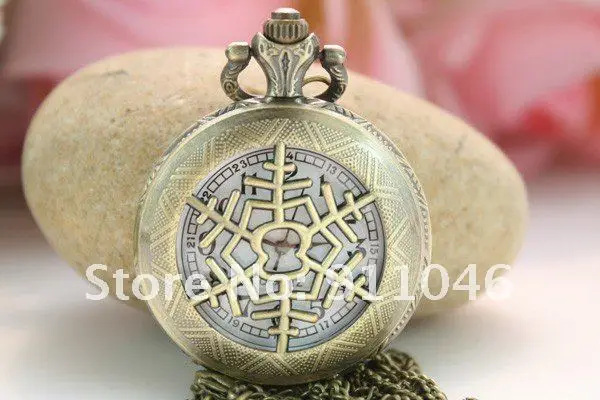 Бесплатная доставка DHL бронзовые карманные часы со снежинками ожерелье