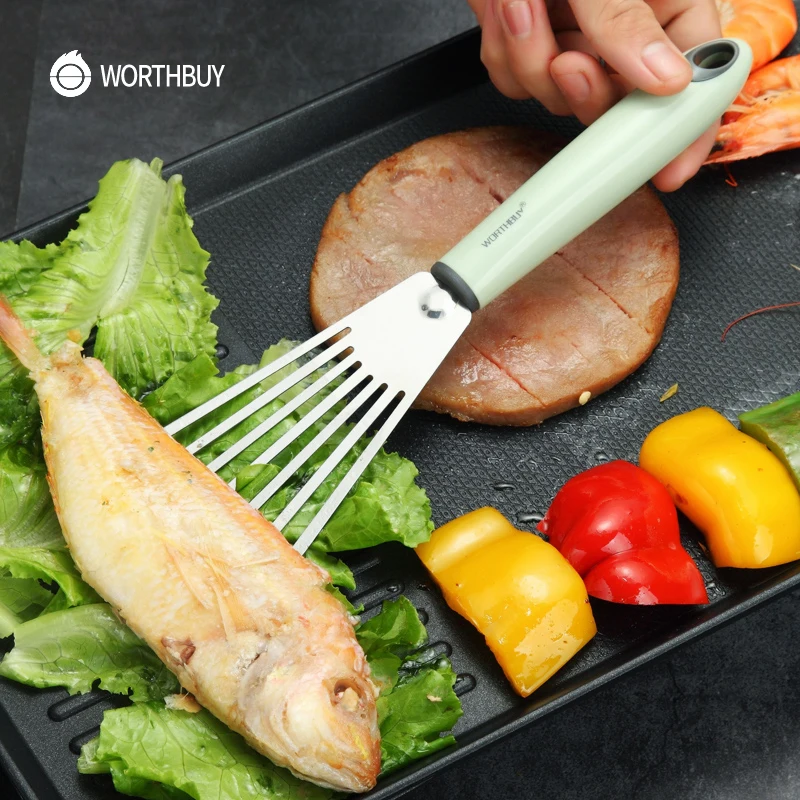 WORTHBUY кухонный шпатель кухонная утварь из нержавеющей стали пластиковая ручка