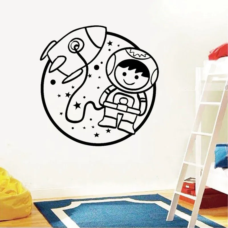 Космонавт космический корабль стикер на стену детской виниловой художественной