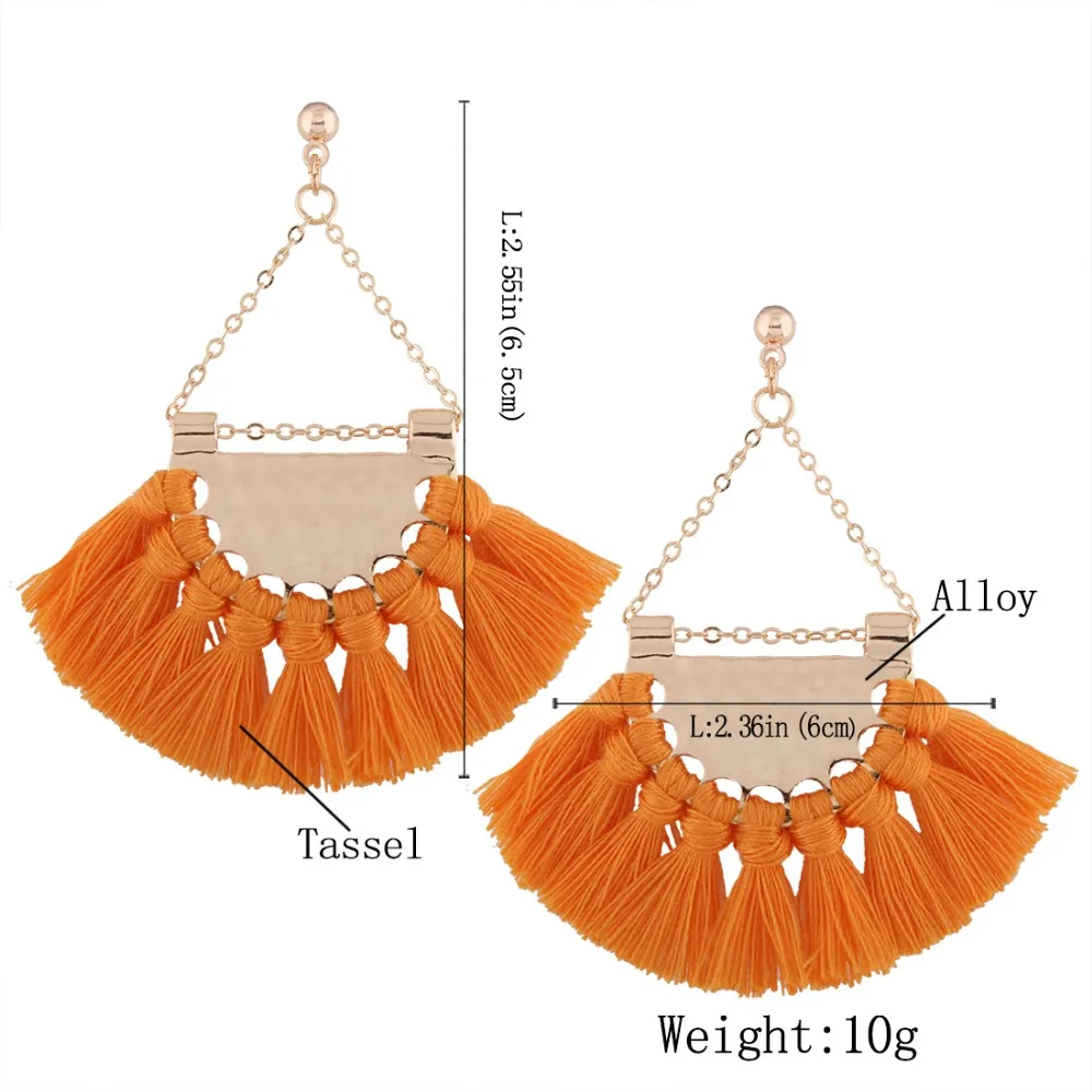 

Naomy&ZP Tassel Drop Earrings For Women Bohemia Boho Big Cotton Wholesale Fashion Jewelry Women Ethnic Trendy Style Earrings