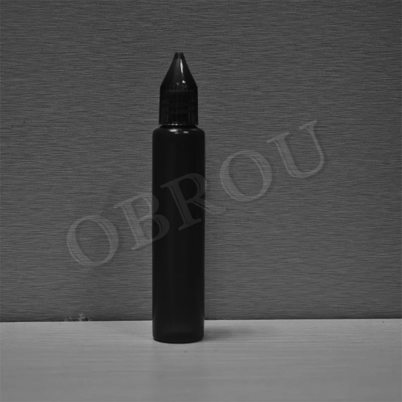 Obrou 200pcs 30ml PE Pen Dropper Bottles Black Plastic Empty Pen Style Bottle for oil with screw cap Liquid bottles