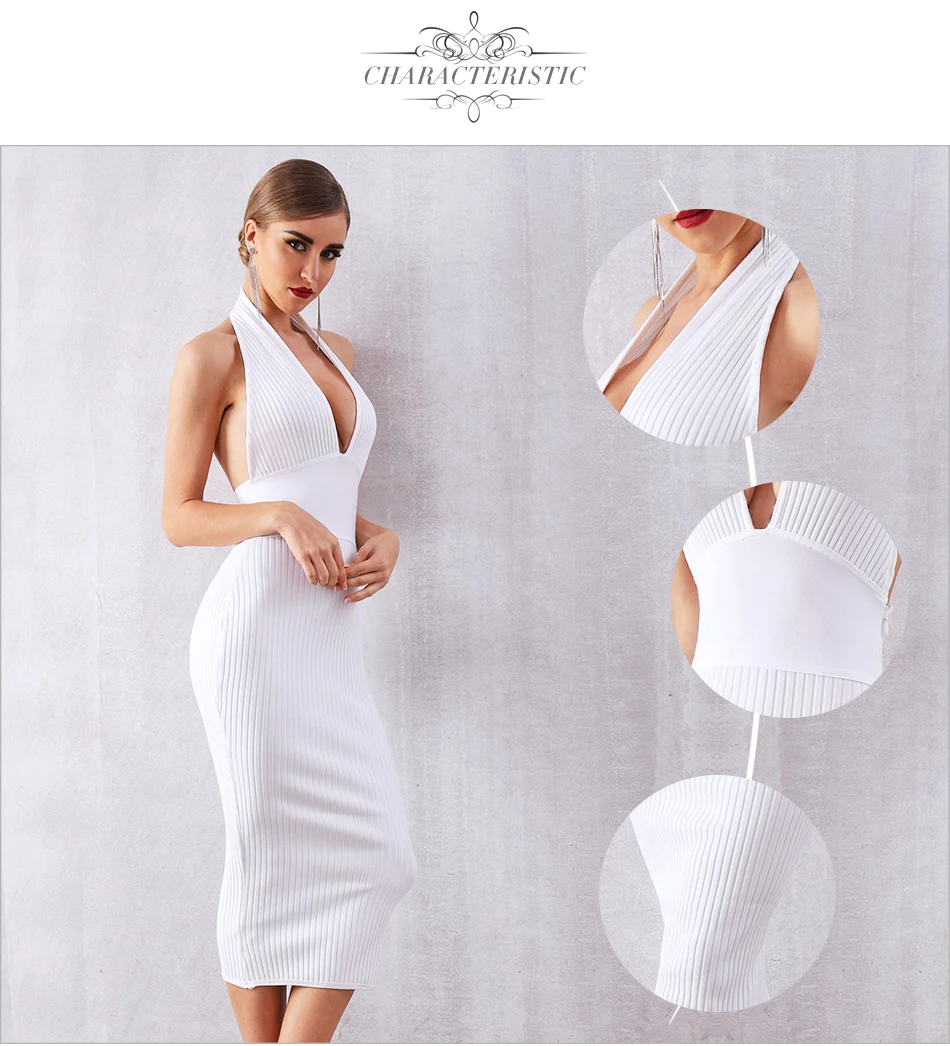 ADYCE новое летнее женское Бандажное платье Vestidos сексуальное Клубное платье с открытой спиной и глубоким v-образным вырезом вечернее платье в стиле знаменитостей