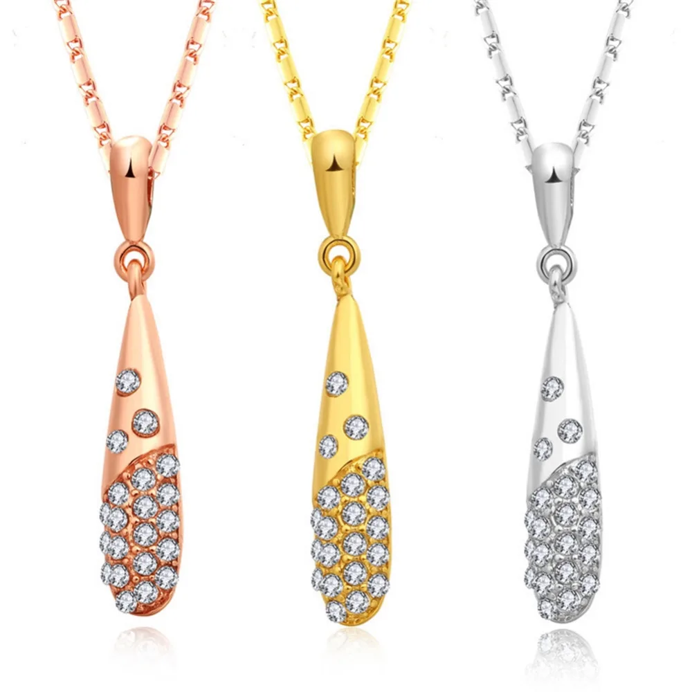 2019 New Fashion Crystal Water Drop Pendant Long Necklace For Women Jewellery Dress Accessories Sweater | Украшения и аксессуары