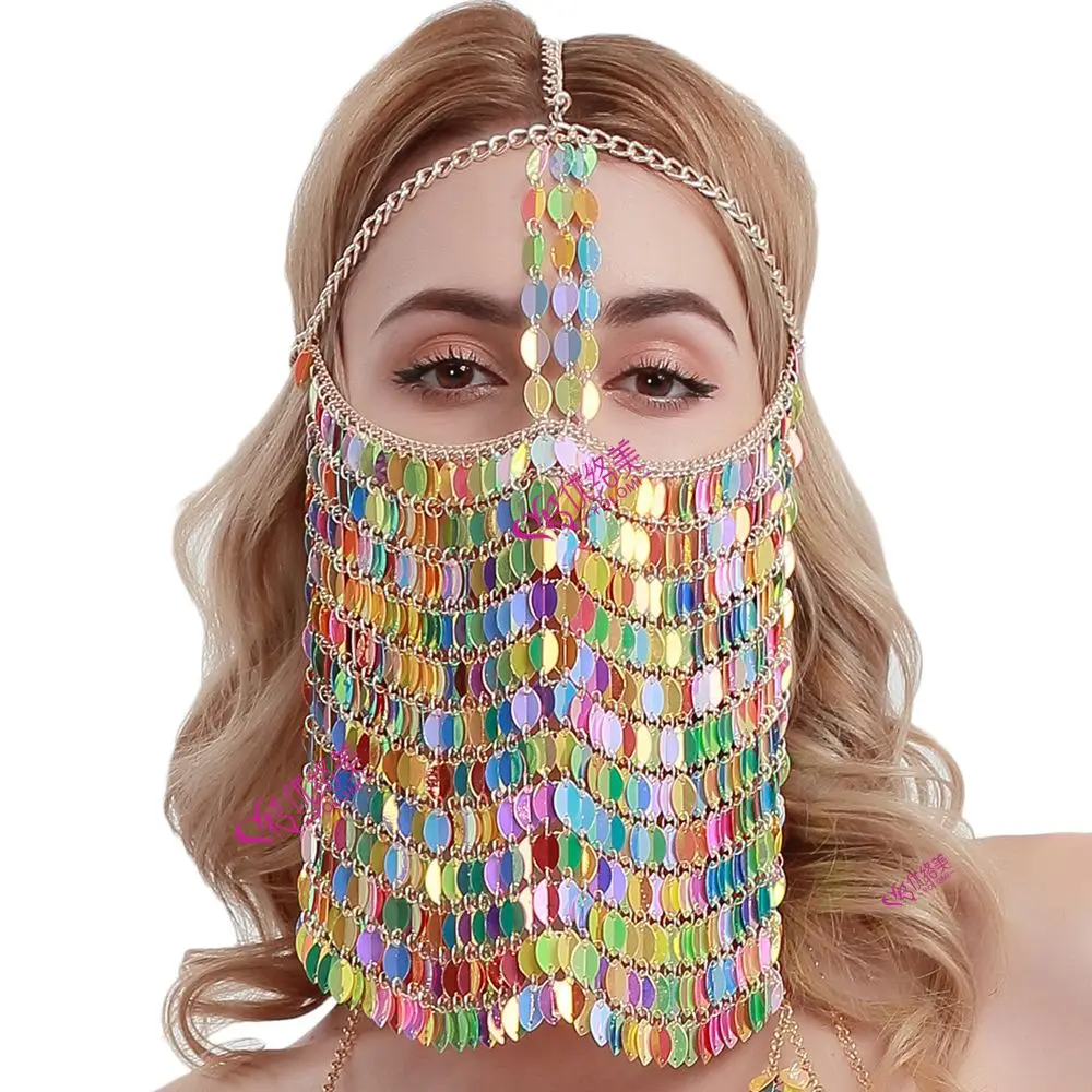 YOLOMI маска для лица вуаль украшения тела сексуальный головной убор многослойная