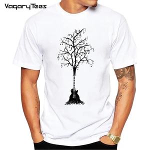 Мужская футболка с принтом музыкального дерева, модная футболка с короткими рукавами и надписью на тему гитары, лето 2019